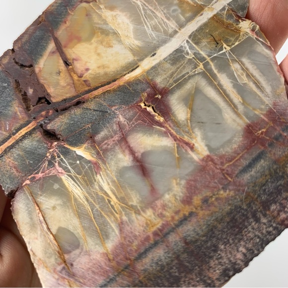 Raw Red/Cream Marble Mexican Fire Mountain Rhyolite Agate Crystal Slab - Medium - Picture 4 of 5